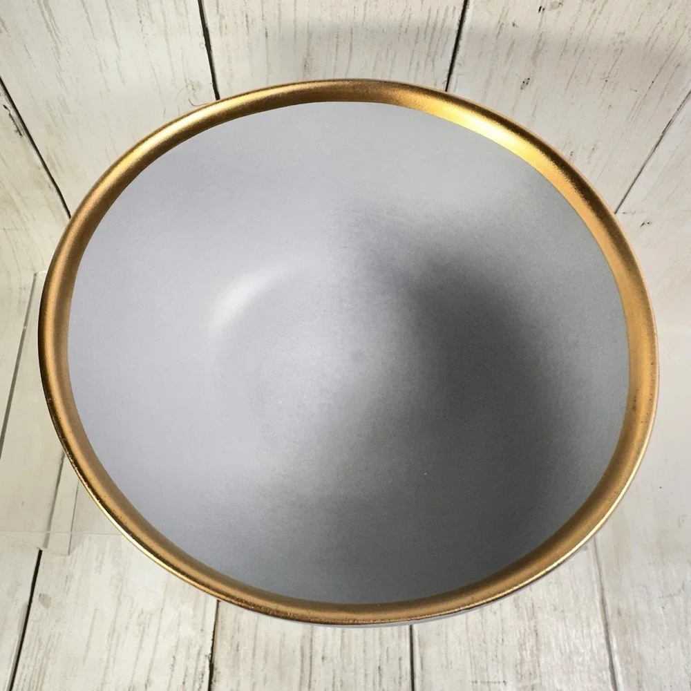 Crate & Barrel Addison Gray Gold Rim 6-3/8